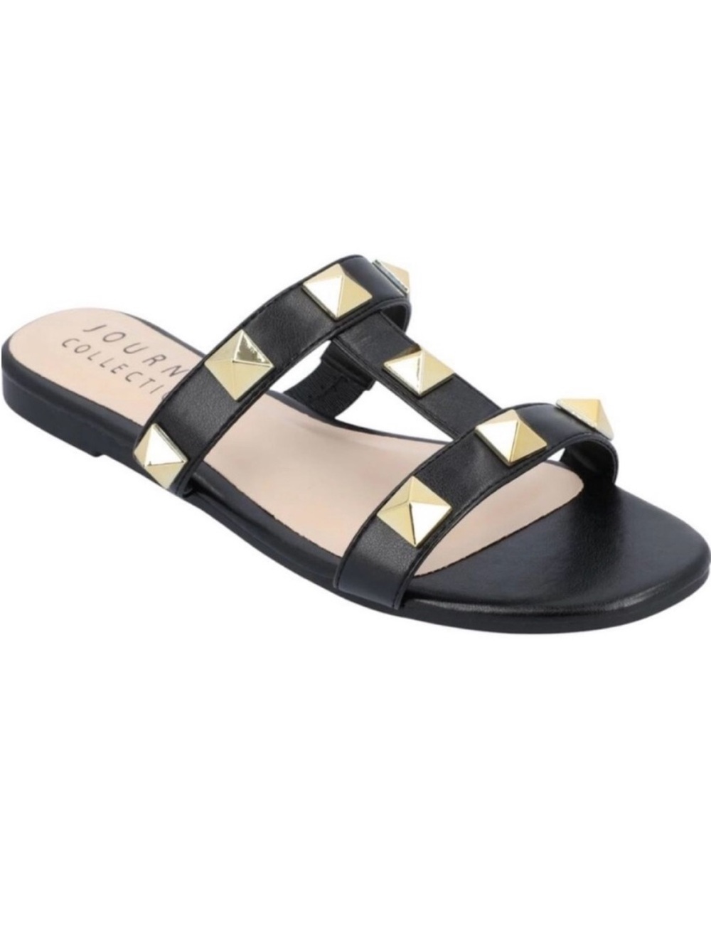 Journee Collection Kendall Black Studded Sandal Size 7.5